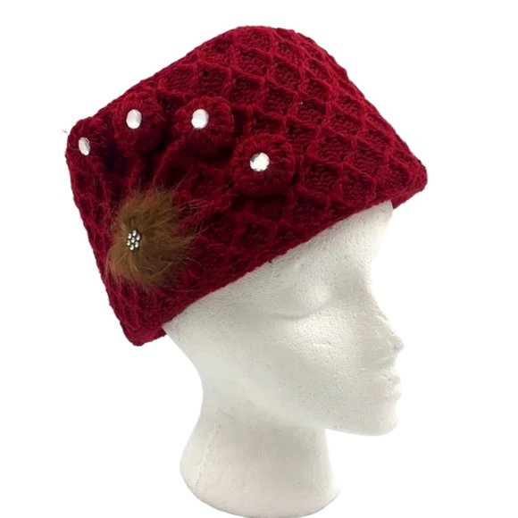 Deep Red Knitted Beanie main image 5
